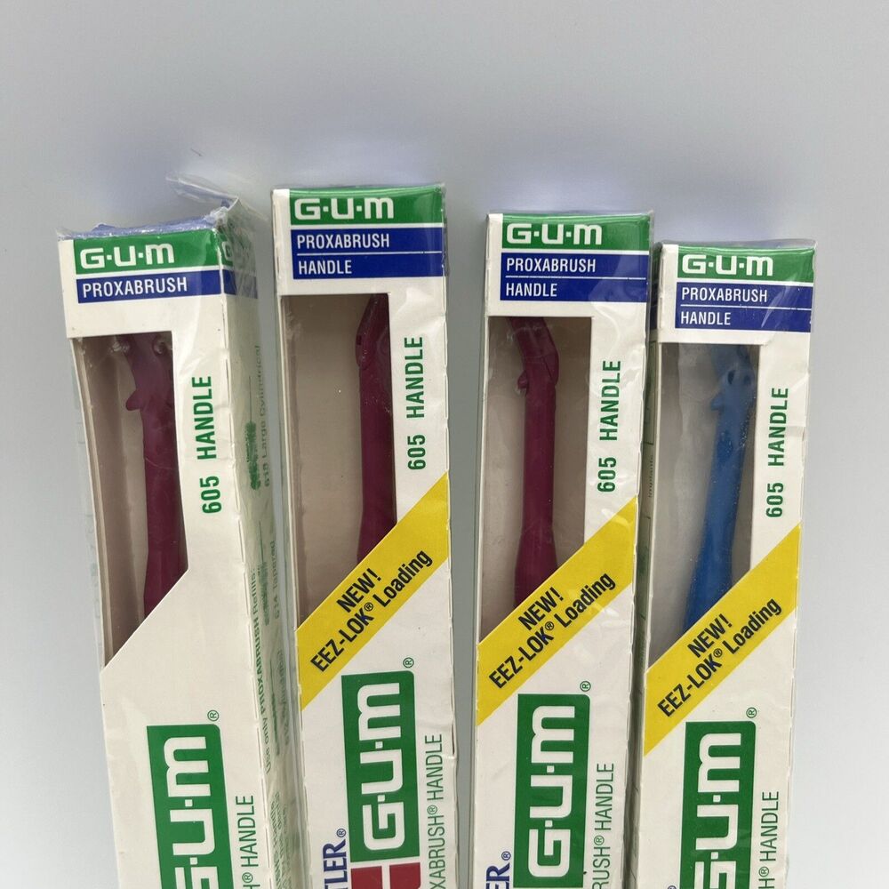 LOT OF 4 Butler GUM Proxabrush Plastic Handle #605 NOS 605P
